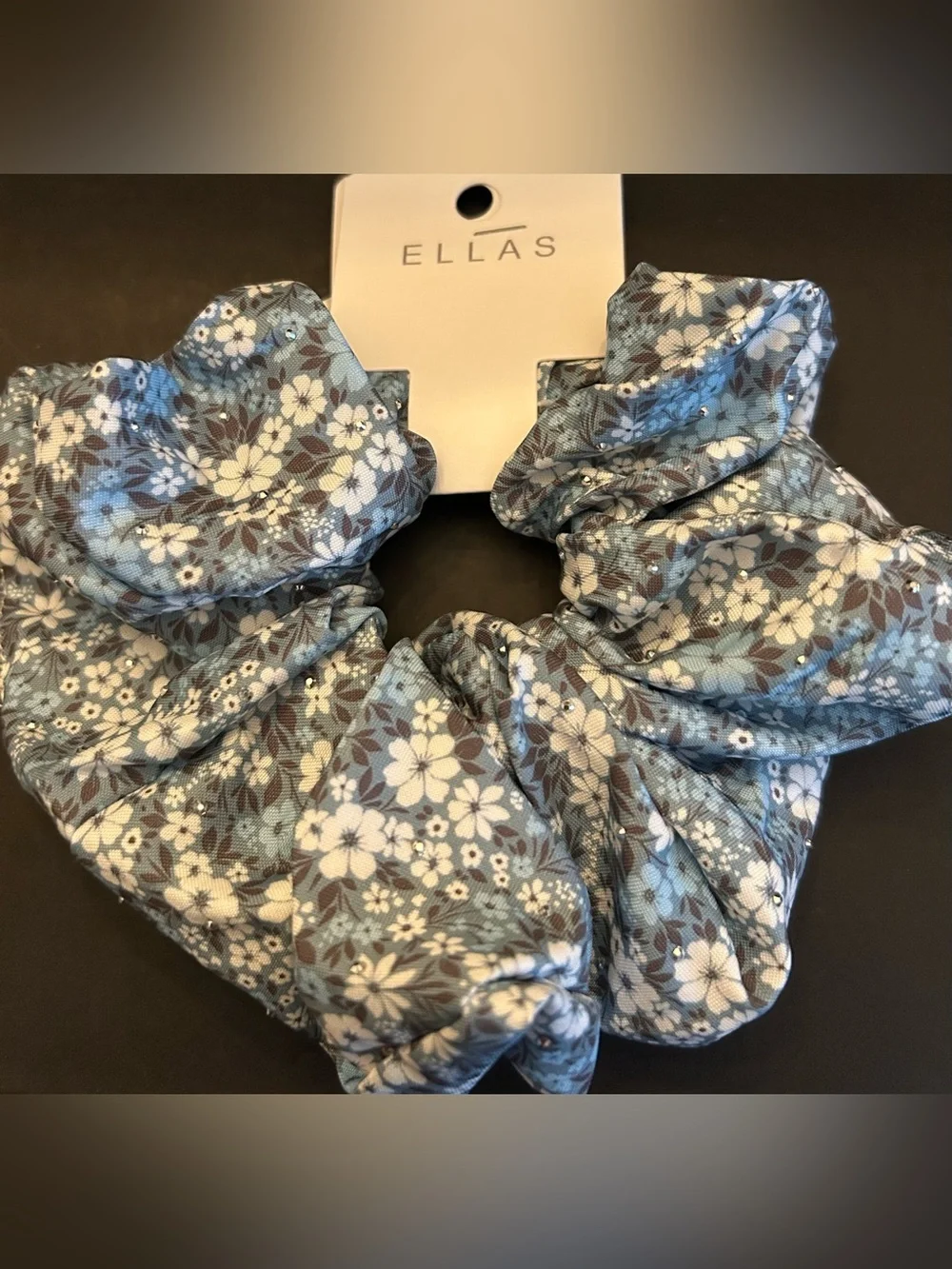 Ellas Women’s Large Floral Scrunchie Set of Six Multicolor with Rhinestones NWT